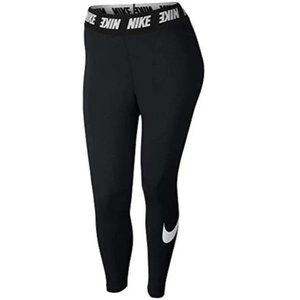 NIKE Women's Sportswear Club Leggings, Black/White, Large